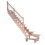 Gewendelte Treppe Lindos aus Buche mit Holz-Edelstahl-Geländer, 100 cm breit.