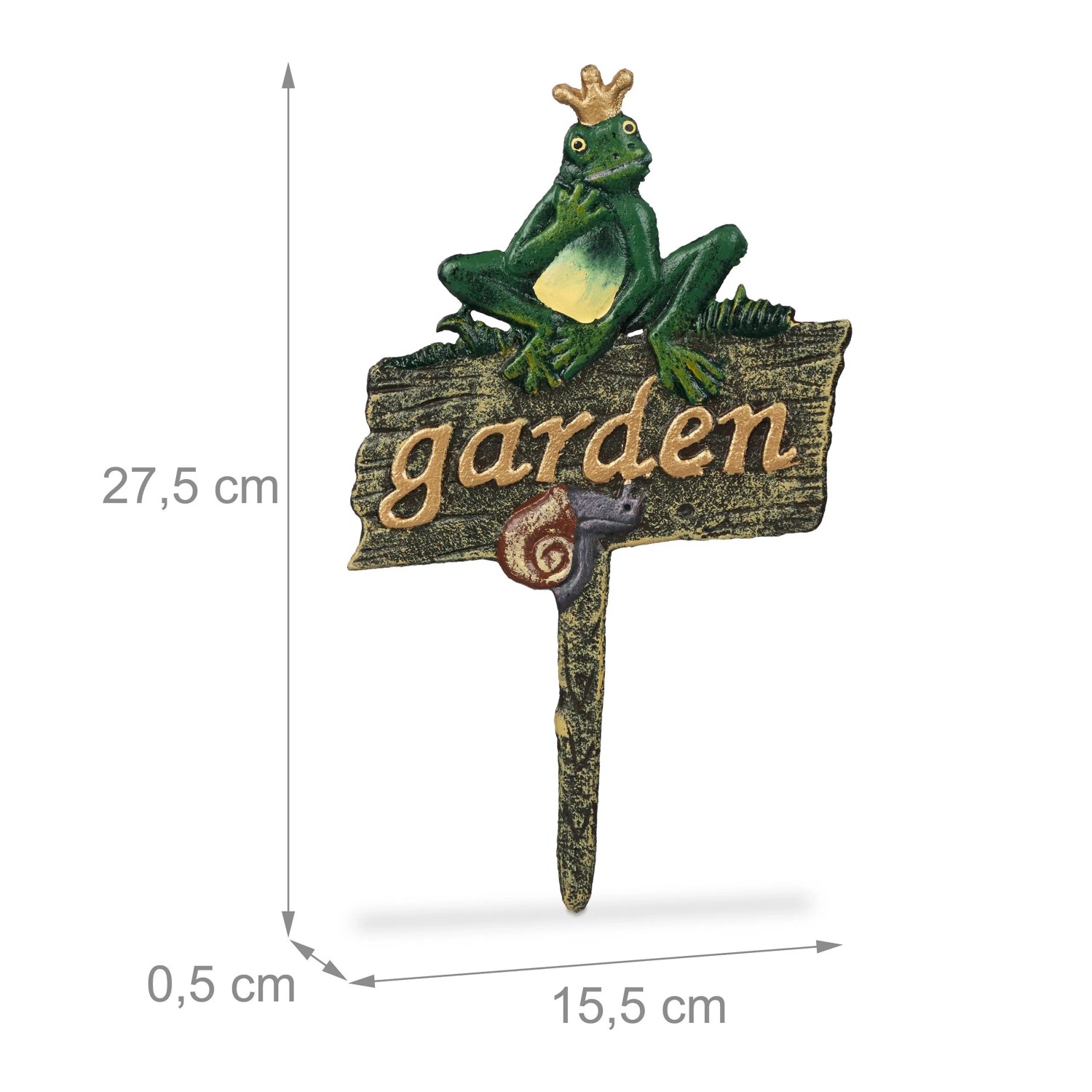Relaxdays Gartenstecker Gusseisen Bunt Wetterfest 27,5 cm x 15,5 cm x 0,5 cm_4