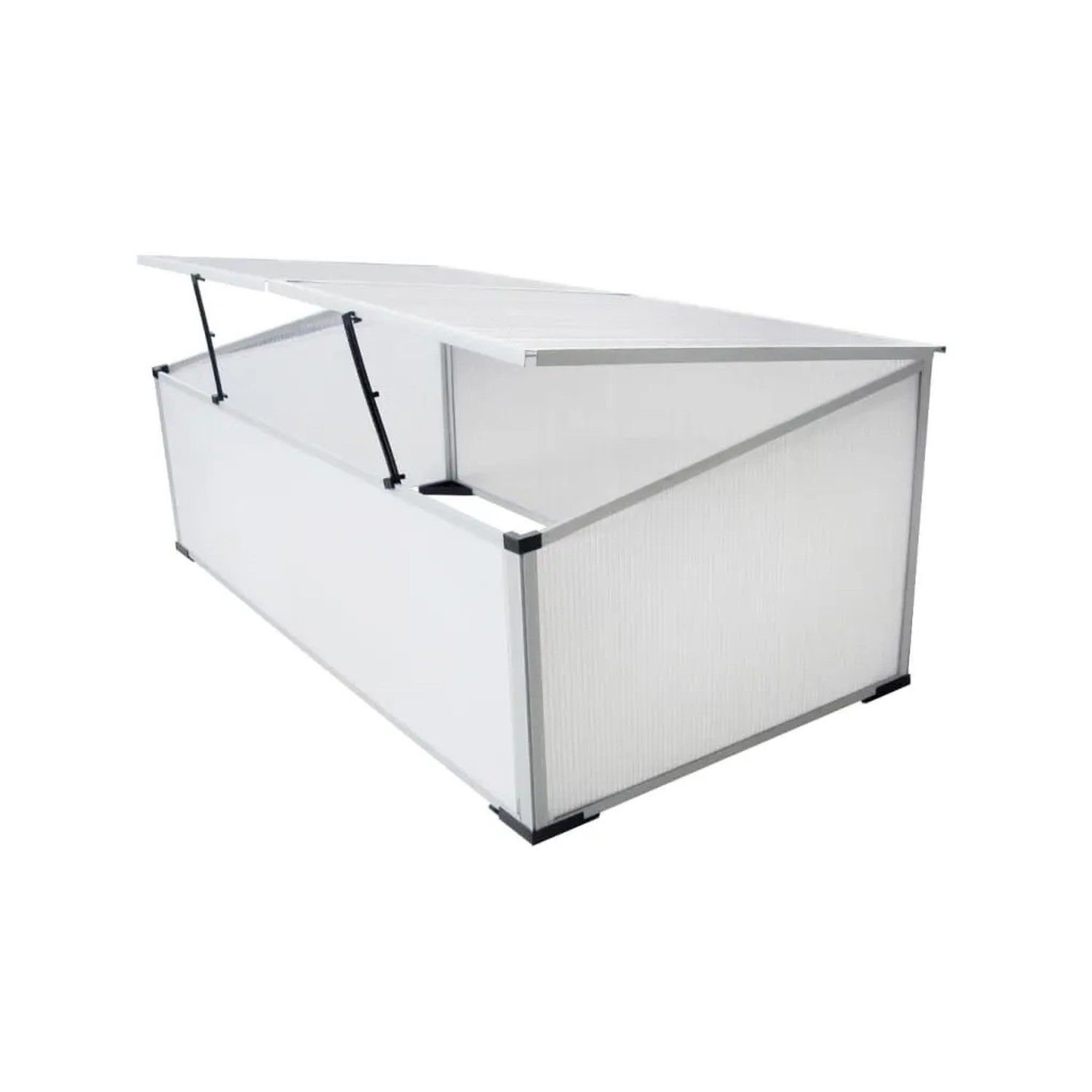 furnicato Frühbeet ohne Boden mit 2 Deckeln, aus Polycarbonat und Aluminium.