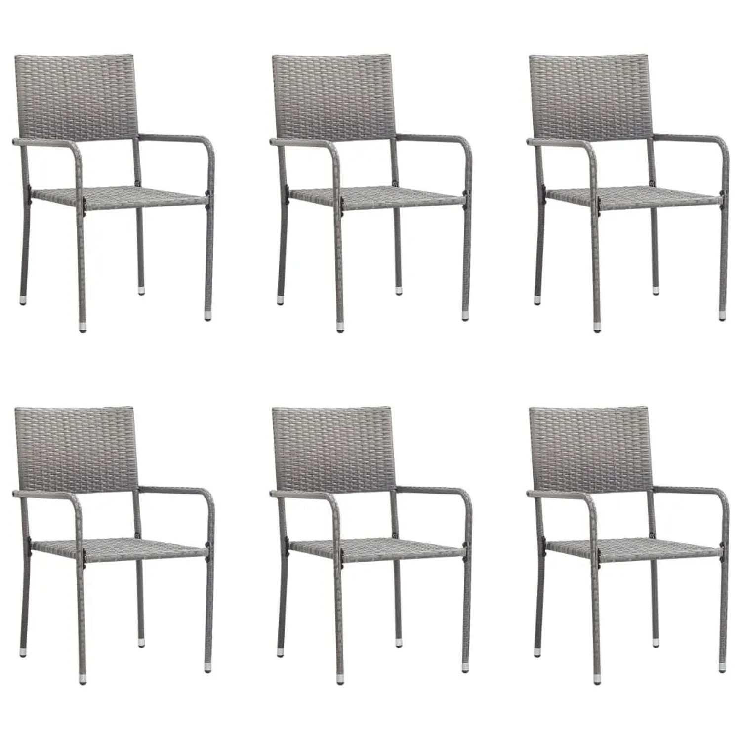 vidaXL Garten-Essstühle 6 Stk Stapelbar Grau Polyrattan 318703