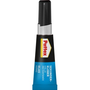 Pattex Sekundenkleber Glas, 3g Tube, transparent trocknend. Flüssigkleber für Glas.