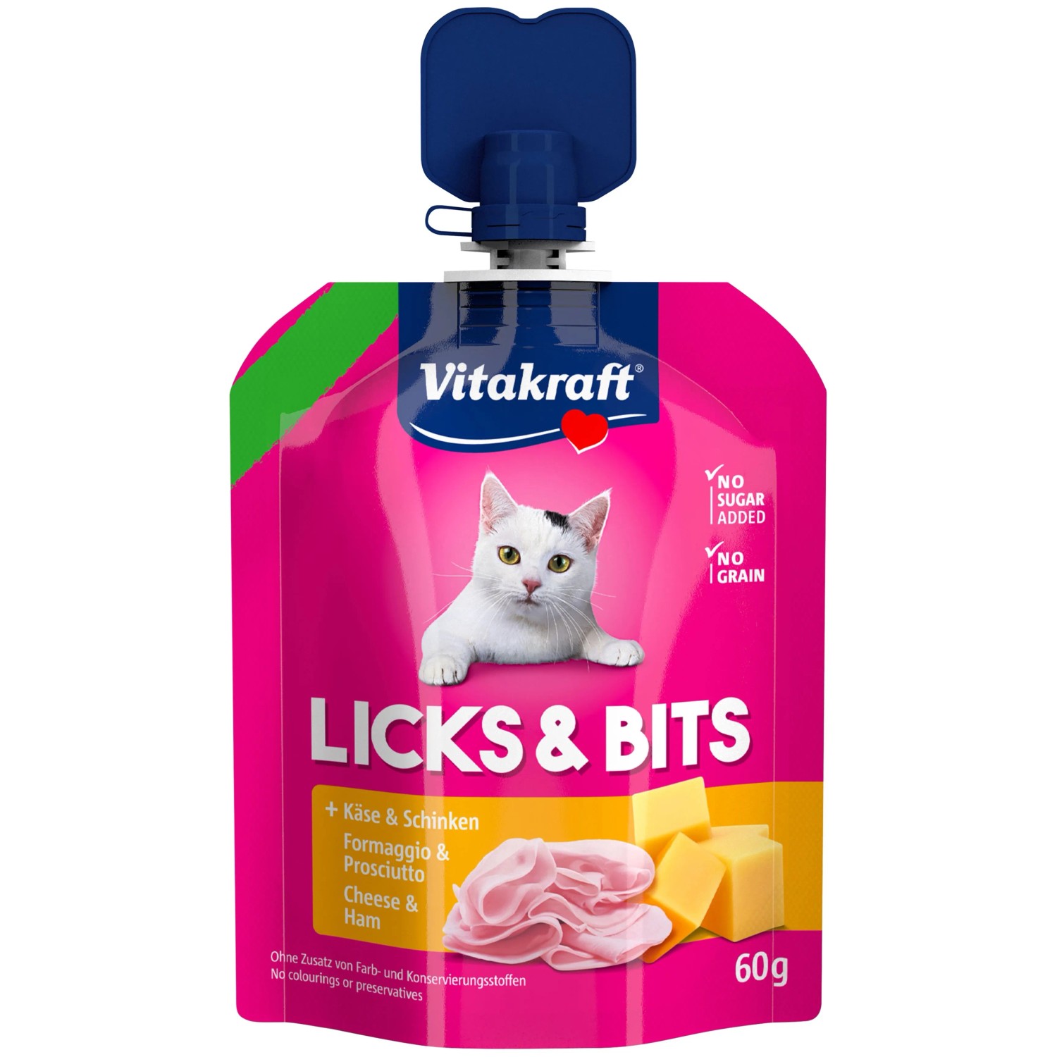 Image of Vitakraft Katzensnacks Licks & Bits Käse und Schinken 60 g