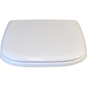Weißer Duravit WC-Sitz D-Code mit verdeckten Edelstahlscharnieren.