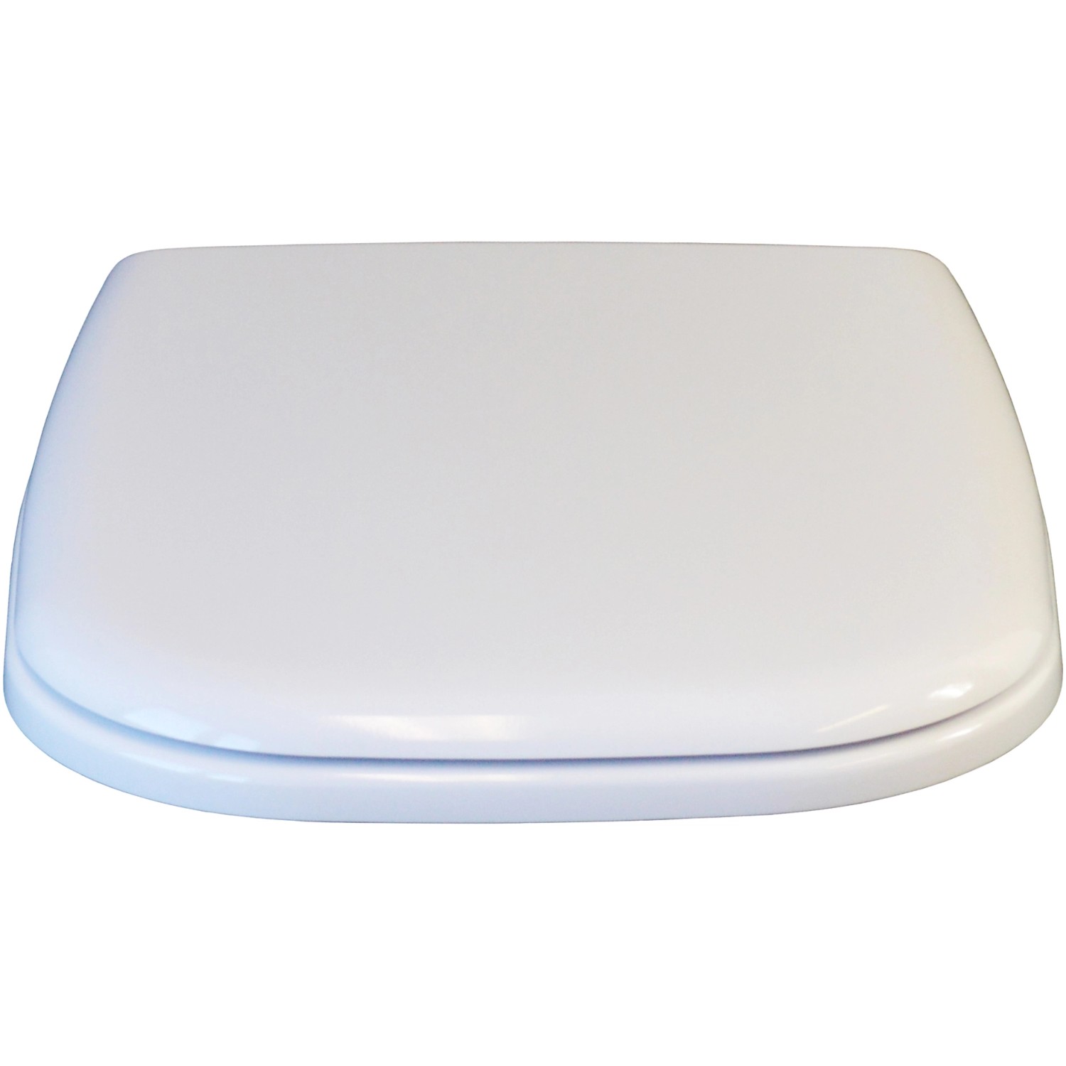 Weißer Duravit WC-Sitz D-Code mit verdeckten Edelstahlscharnieren.