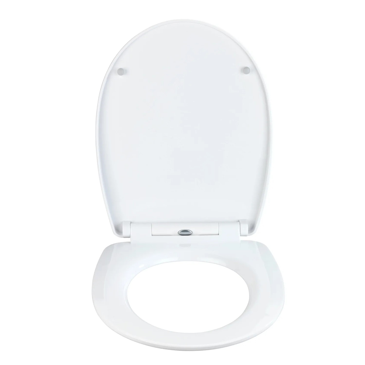 Weißer Wenko WC-Sitz Beach High Gloss aus Thermoplast, offen.