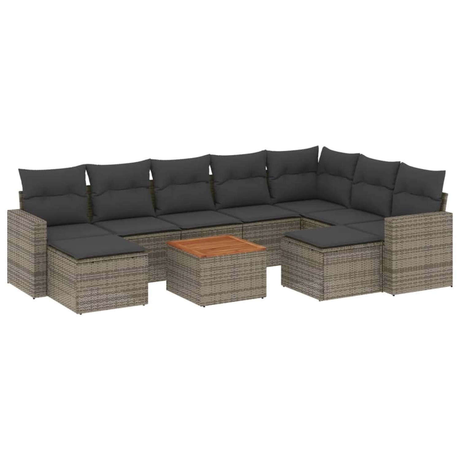 vidaXL 10-Tlg Garten-Sofagarnitur mit Kissen Grau Poly Rattan 3256739 günstig online kaufen