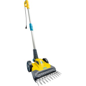Gloria FineCut Elektro-Rasenkantenschneider 230V, gelb/silber, mit Rädern und Teleskopstiel.
