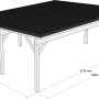 Holzbrüder Doppelcarport Ralf, anthrazitgrau, 700x600 cm, mit Blechdach. Technische Zeichnung mit Maßen.