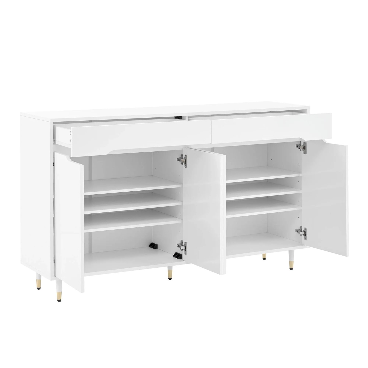 Okwish Schuhschrank Mit 2 Türen 2 Schubladen Eingang 140x39x84cm Weiß