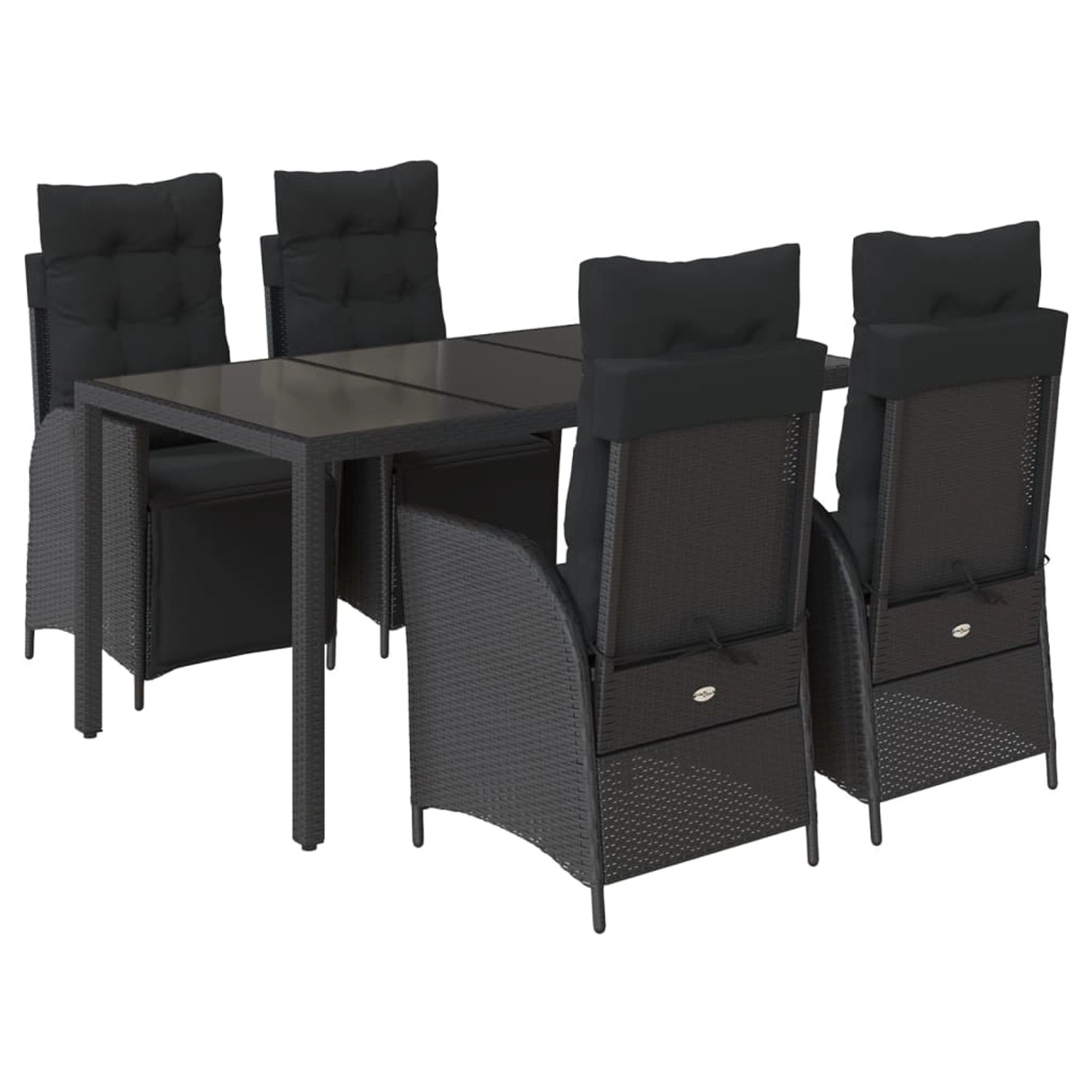 vidaXL 5-Tlg Garten-Essgruppe mit Kissen Schwarz Poly Rattan 3213322 günstig online kaufen