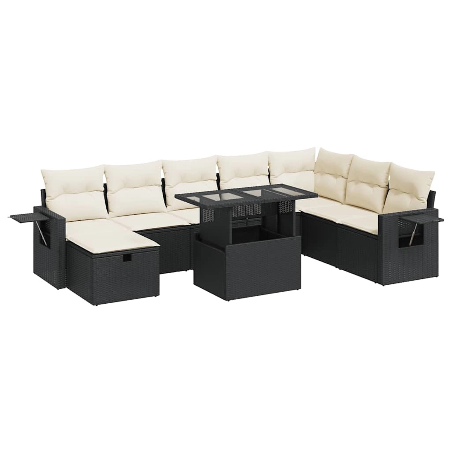 vidaXL 9-Tlg Garten-Sofagarnitur mit Kissen Schwarz Poly Rattan 3327876 günstig online kaufen