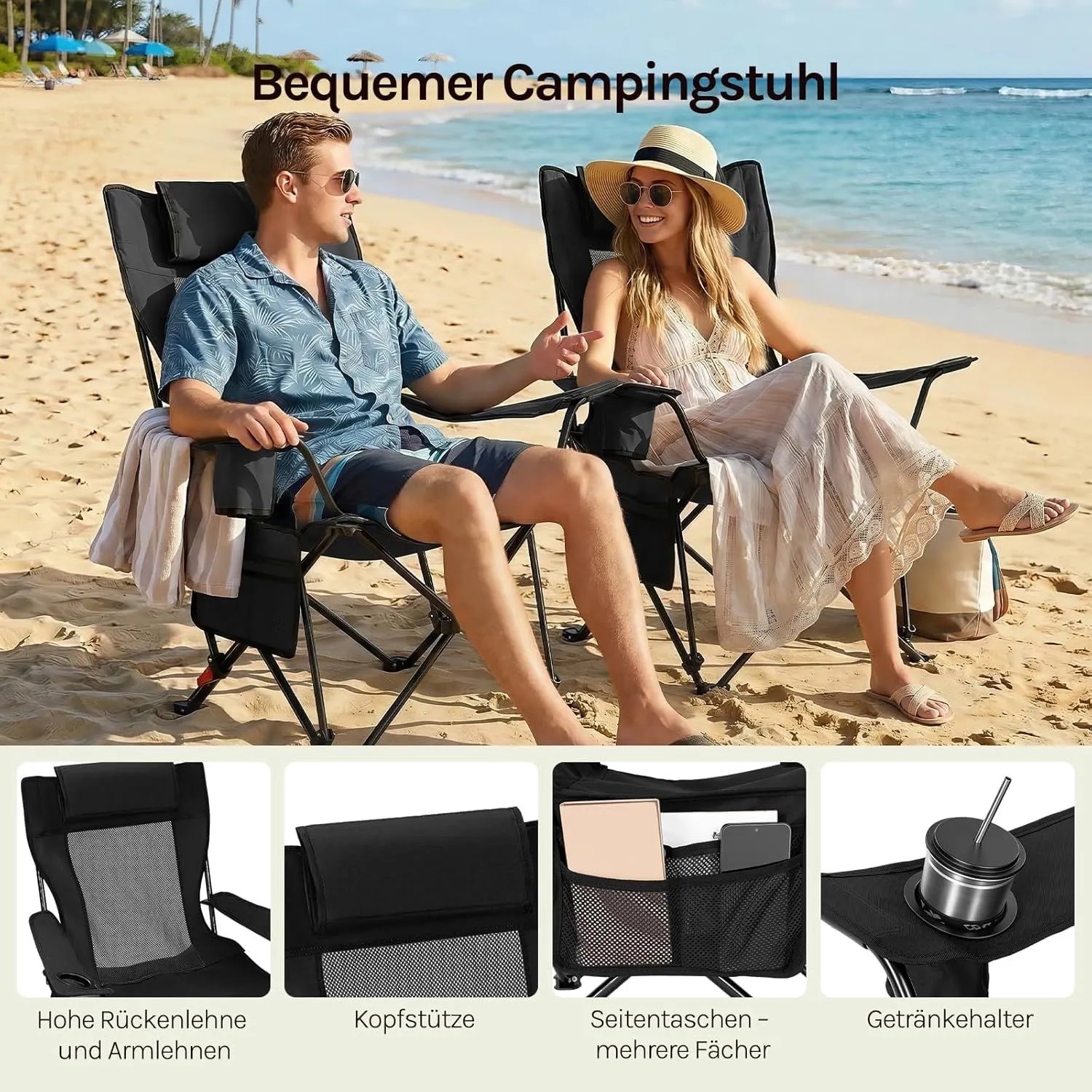 WOLTU Campingstuhl Faltbar Klappstuhl bis 150 kg Belastbar 2 Set_6