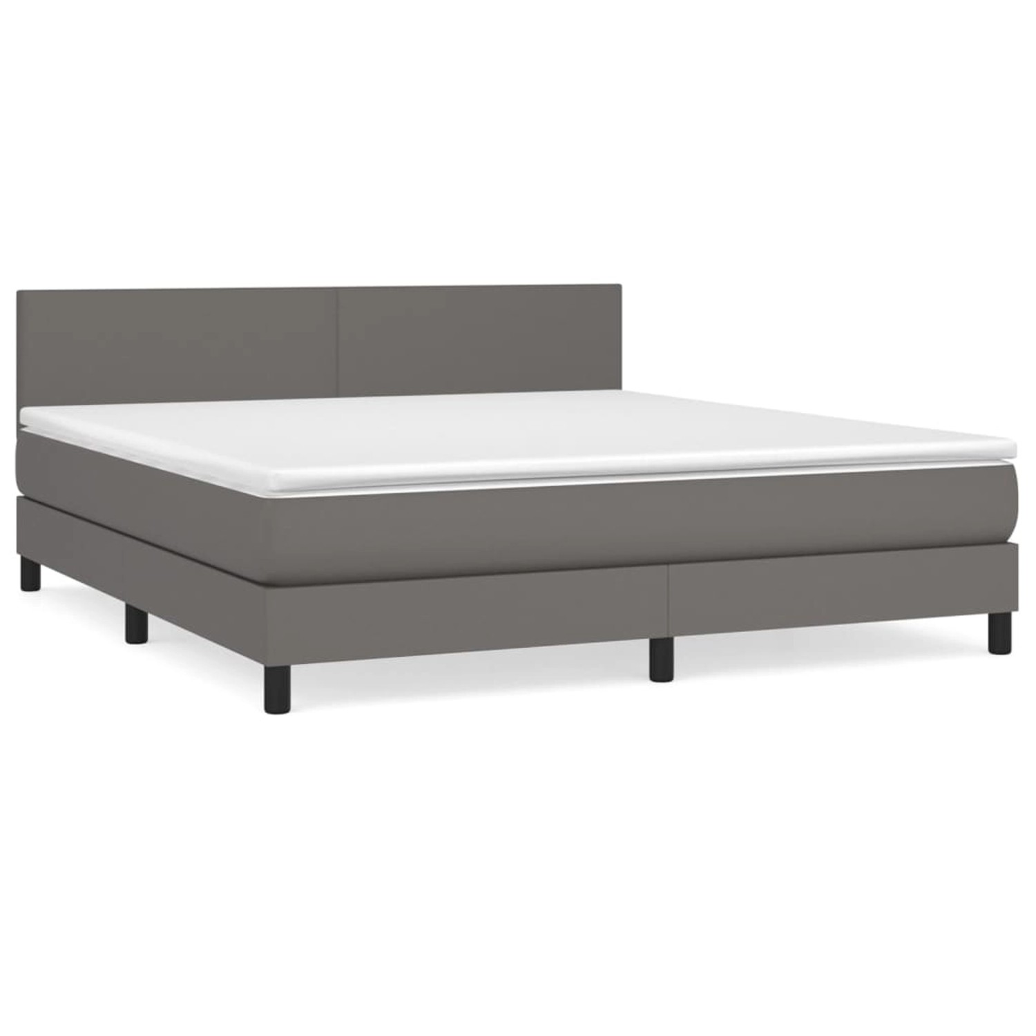 vidaXL Boxspringbett mit Matratze Grau 160x200 cm Kunstleder1389990 günstig online kaufen