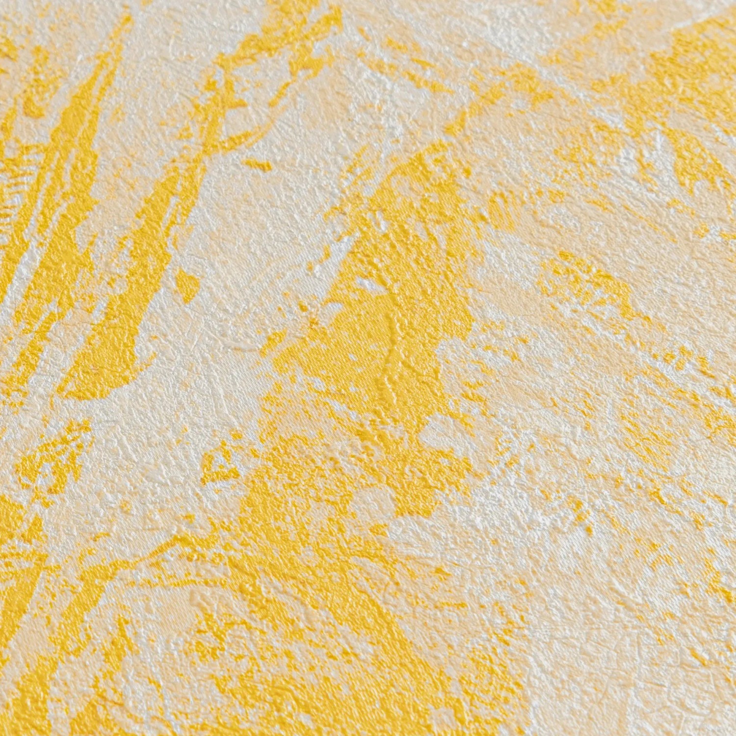 Grafische Vliestapete in Gelb-Creme von A.S. Creation mit floralem Muster, 10,05 m x 0,53 m.