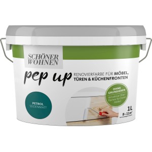 Schöner Wohnen pep up Renovierfarbe Petrol 1L für Möbel, Türen und Küchenfronten.