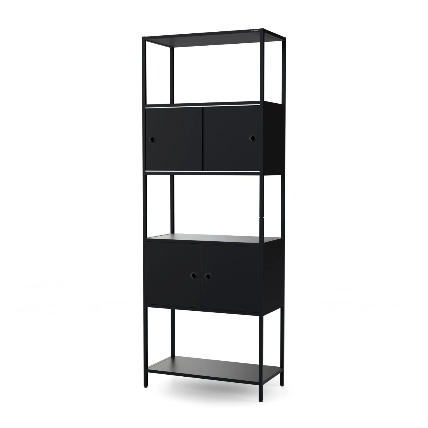 JAN NOWAK Regal für Ordner mit Abschließbarem Schrank Büroregal Offene Fachböden Metall ARIEL 80 × 220 × 40 cm Schwarz