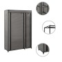 Grauer vidaXL Faltschrank (110x45x175 cm) aus Stoff mit Stahlrohrrahmen.
