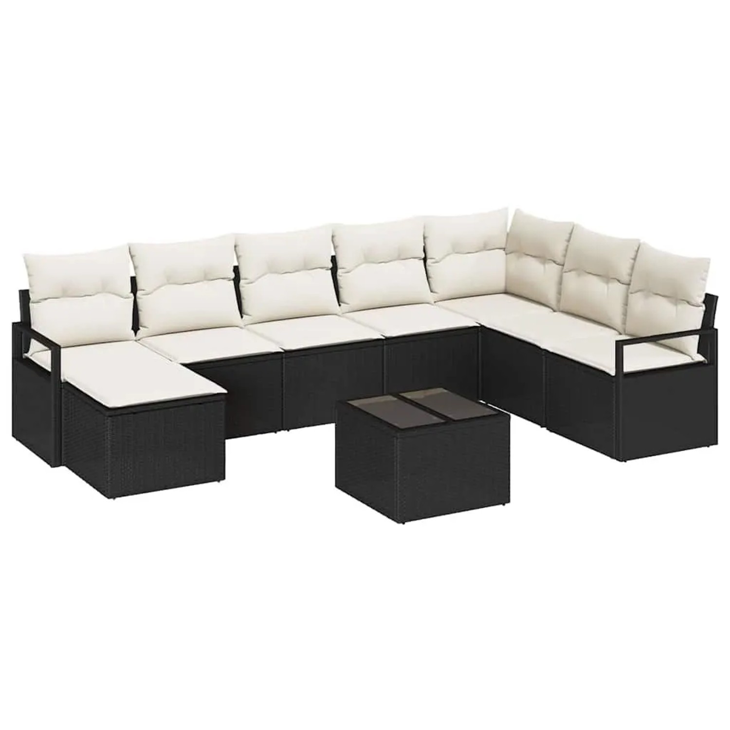 vidaXL Sofa Set mit Kissen 9-Tlg Braun und Creme Poly-Rattan 3355176 günstig online kaufen