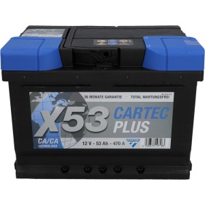 Cartec Starterbatterie Plus 53 Ah, 12V Autobatterie für PKW und SUV.