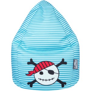 Bunter Sitting Point Sitzsack Pirat mit Streifen und Totenkopf-Motiv für Kinder.