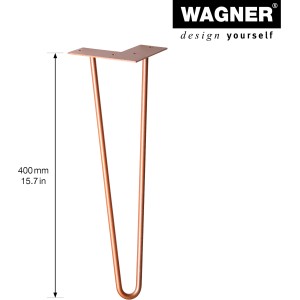 Wagner Möbelbein Hairpin, 400 mm, Pearl Brass, Stahl, für Möbelbau.