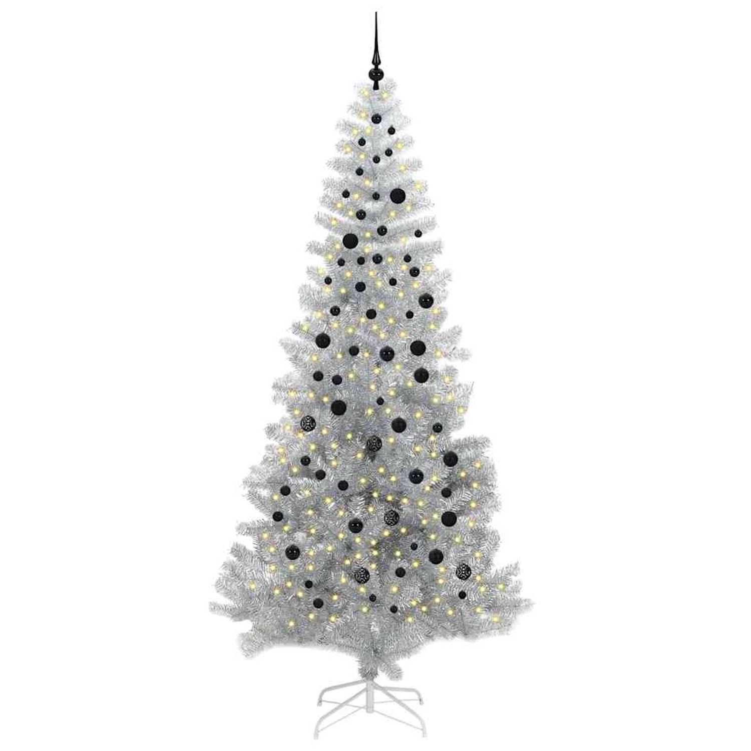 vidaXL Weihnachtsbaum mit 300 LEDs mit Ständer Silber 240 cm PET 3396693