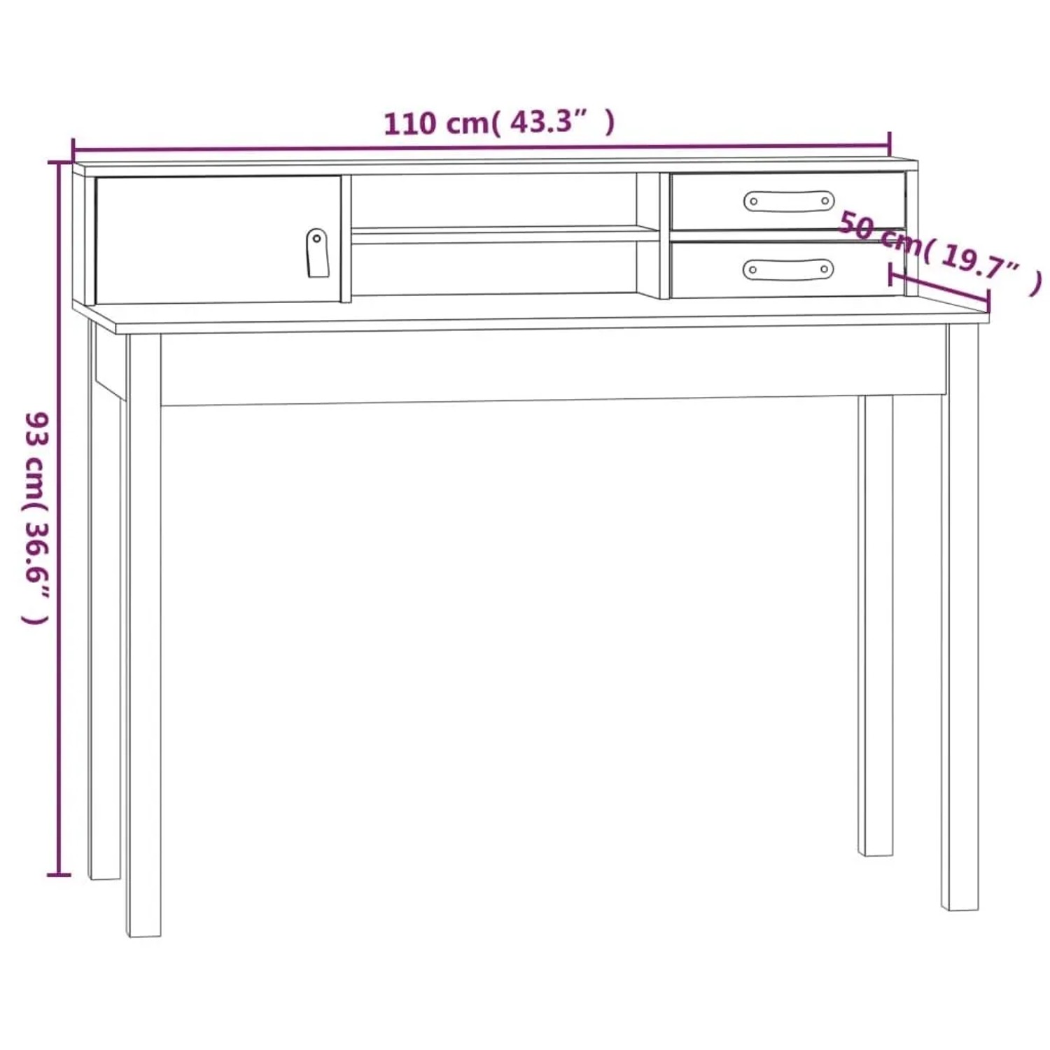 vidaXL Schreibtisch 110 x 50 x 93 cm Massivholz Kiefer 823529_9