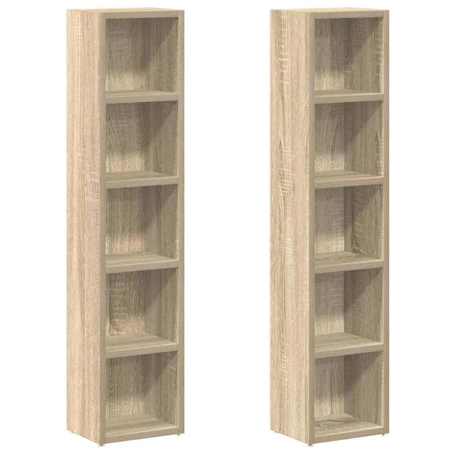 vidaXL CD-Regale 2 Stk Sonoma-Eiche 21x16x93,5 cm Holzwerkstoff 802699