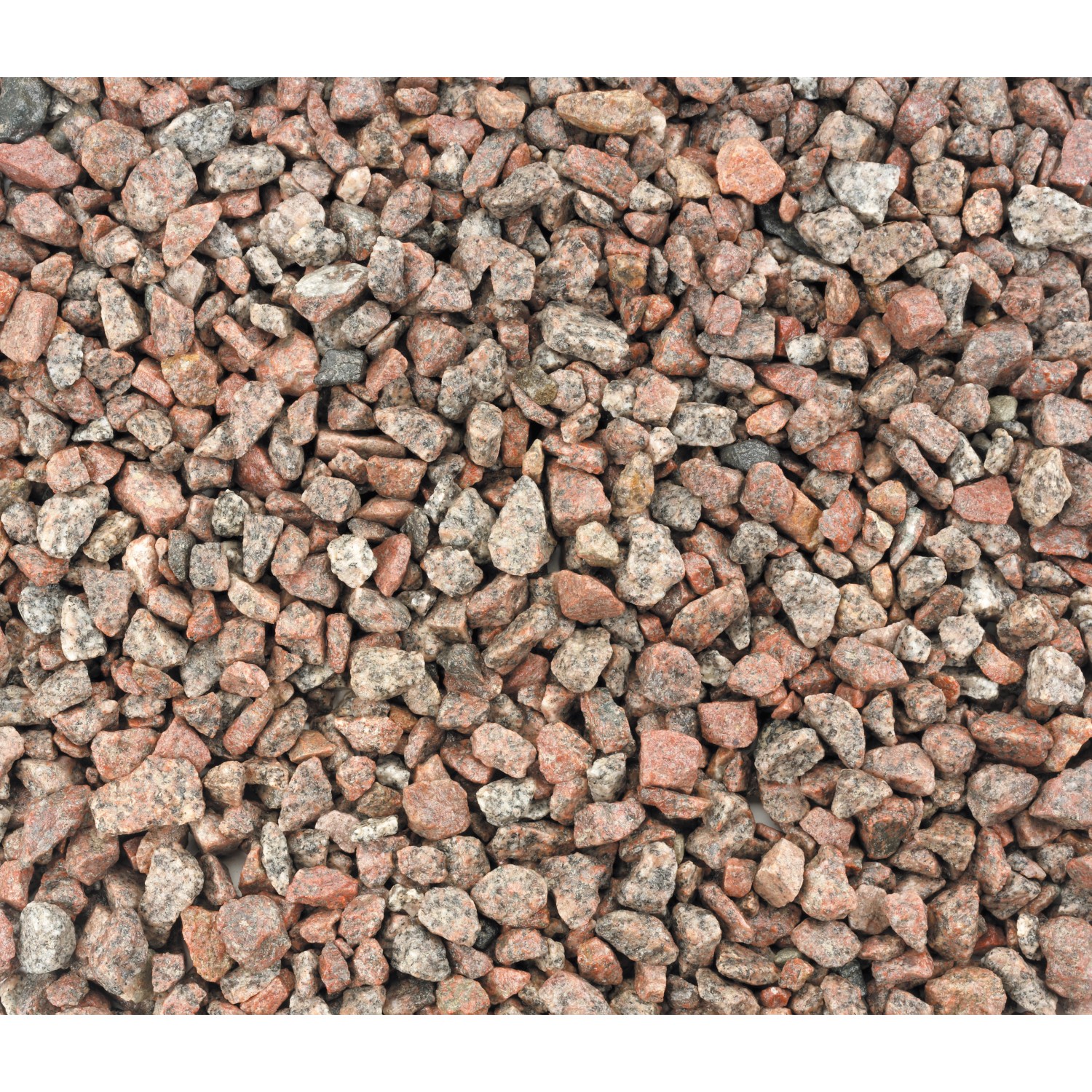 Roter Granitsplitt (5-8 mm) für Gartenwege & Zierflächen.