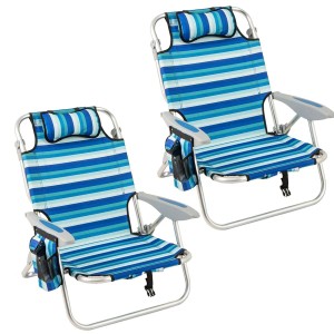 Costway Strandstuhl Klappbar mit Kühltasche & Schultergurten 2 Stühle