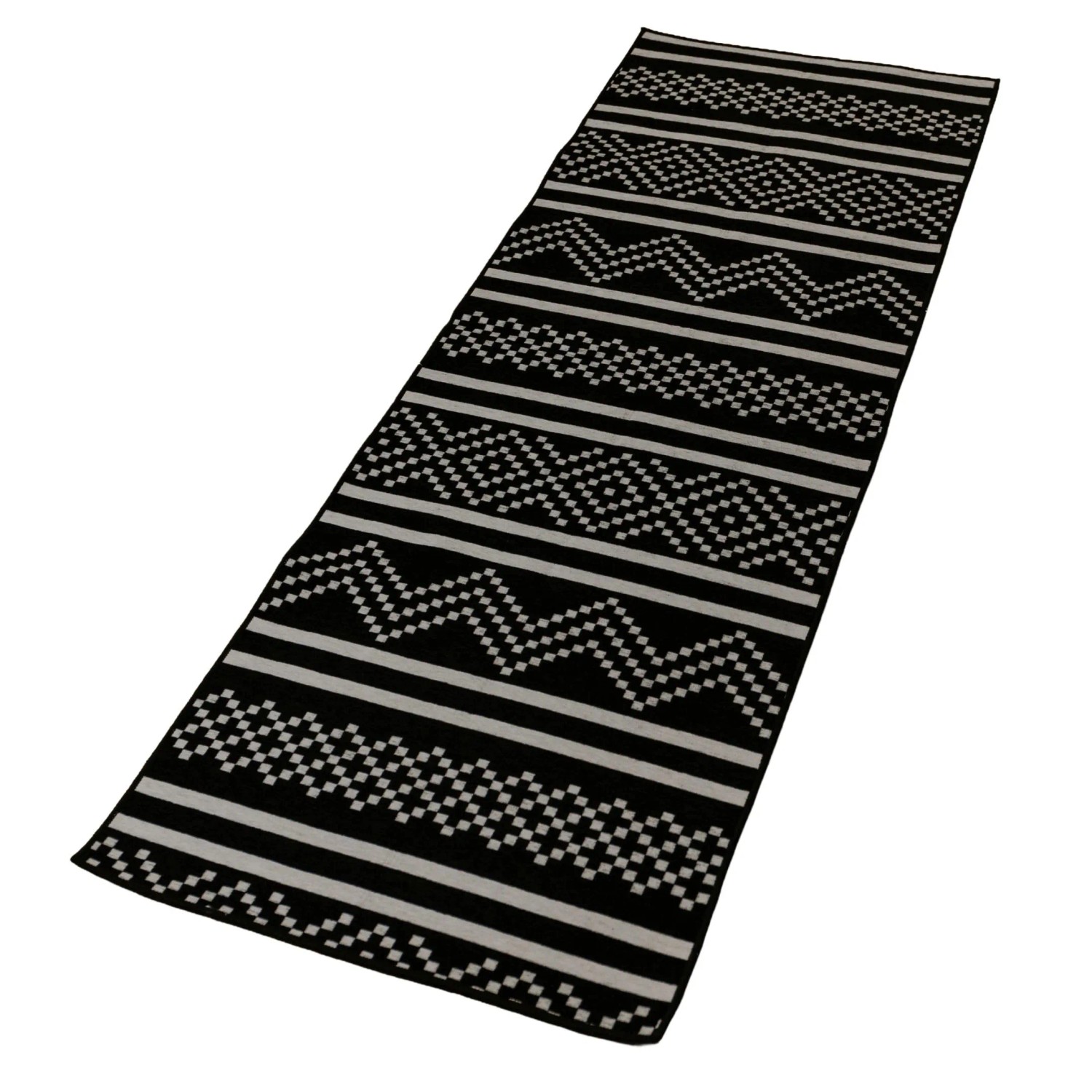 Björn&Schiller Teppichläufer 60x180 cm Waschbarer Teppich Flurteppich Läufer Lang Schwarz