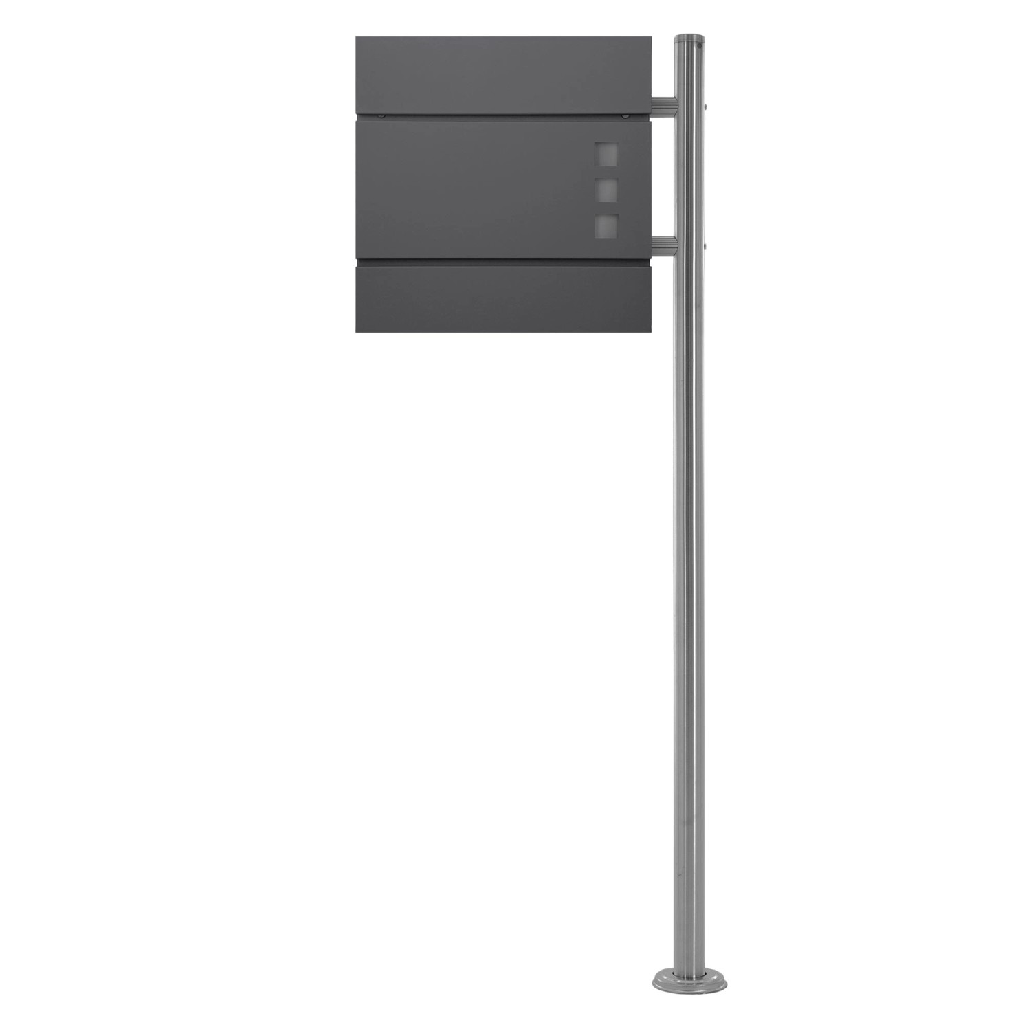 ECD Germany Standbriefkasten Anthrazit mit Zeitungsfach und Pfosten Silber 120cm