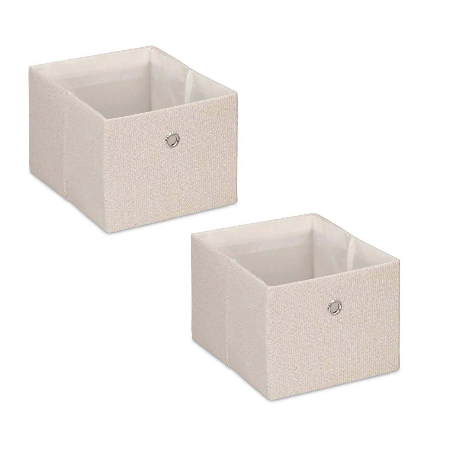 Relaxdays Aufbewahrungsbox 2er Set Stoff Beige Faltbar 16 cm x 20,5 cm x 25 cm 300 g
