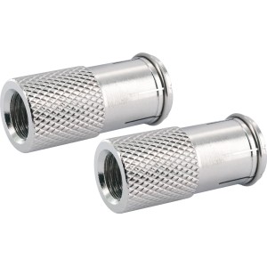 Zwei Schwaiger F-Quick-Stecker (7 mm) für Koaxialkabel, Antennenzubehör.
