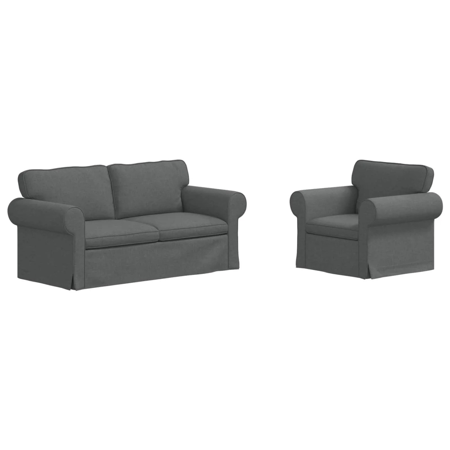 vidaXL Sofa 2-Tlg Dunkelgrau 175 x 82 x 80 cm Stoff 3407531