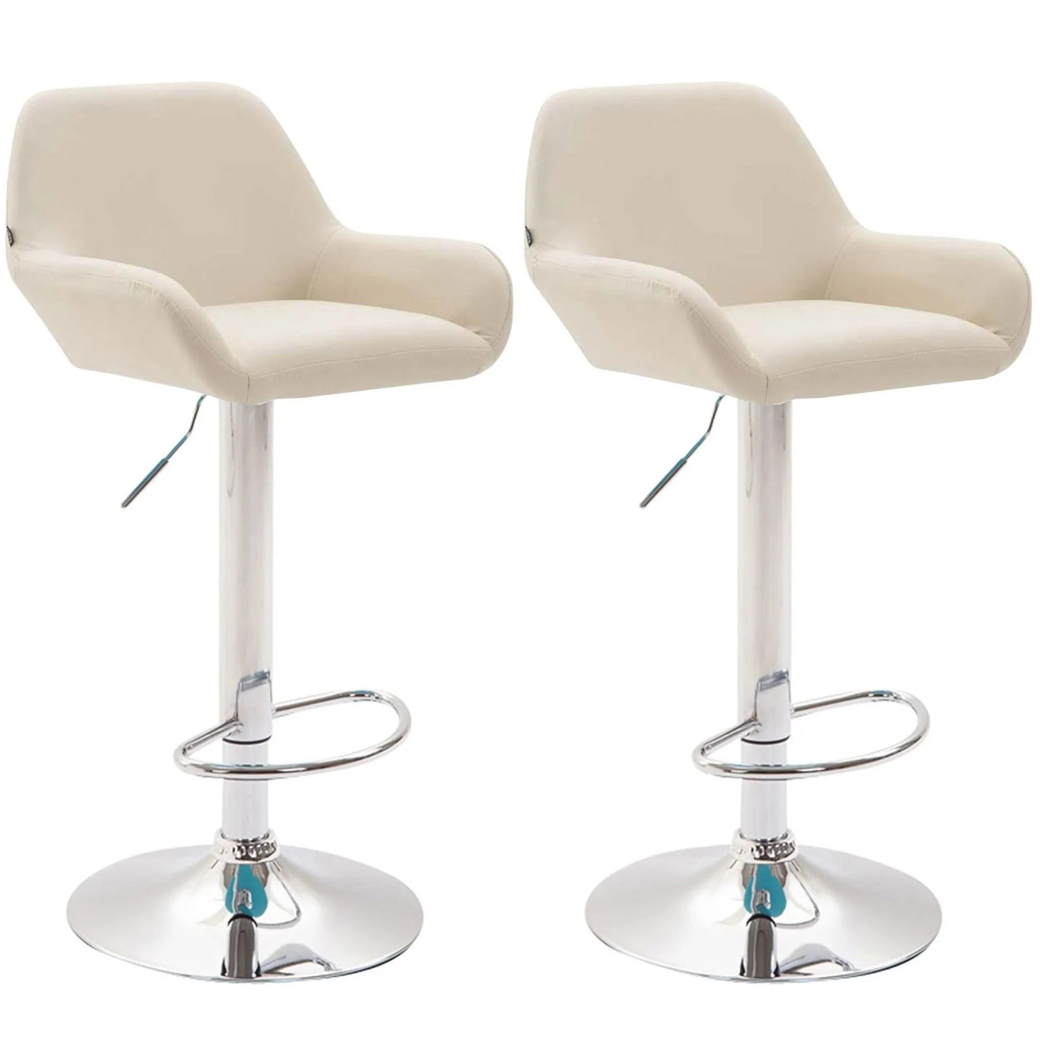 CLP 2er Set Barhocker Braga Kunstleder Creme/Chrom
