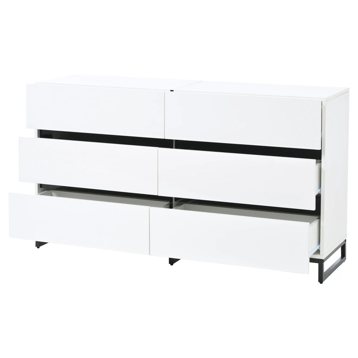 okwish Sideboard mit 6 Schubladen Wohnzimmer 140x39x78cm Weiß