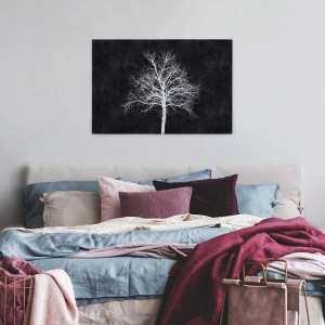 Modernes Leinwandbild mit Baum in Schwarz-Weiß für Wohn- und Schlafzimmer.