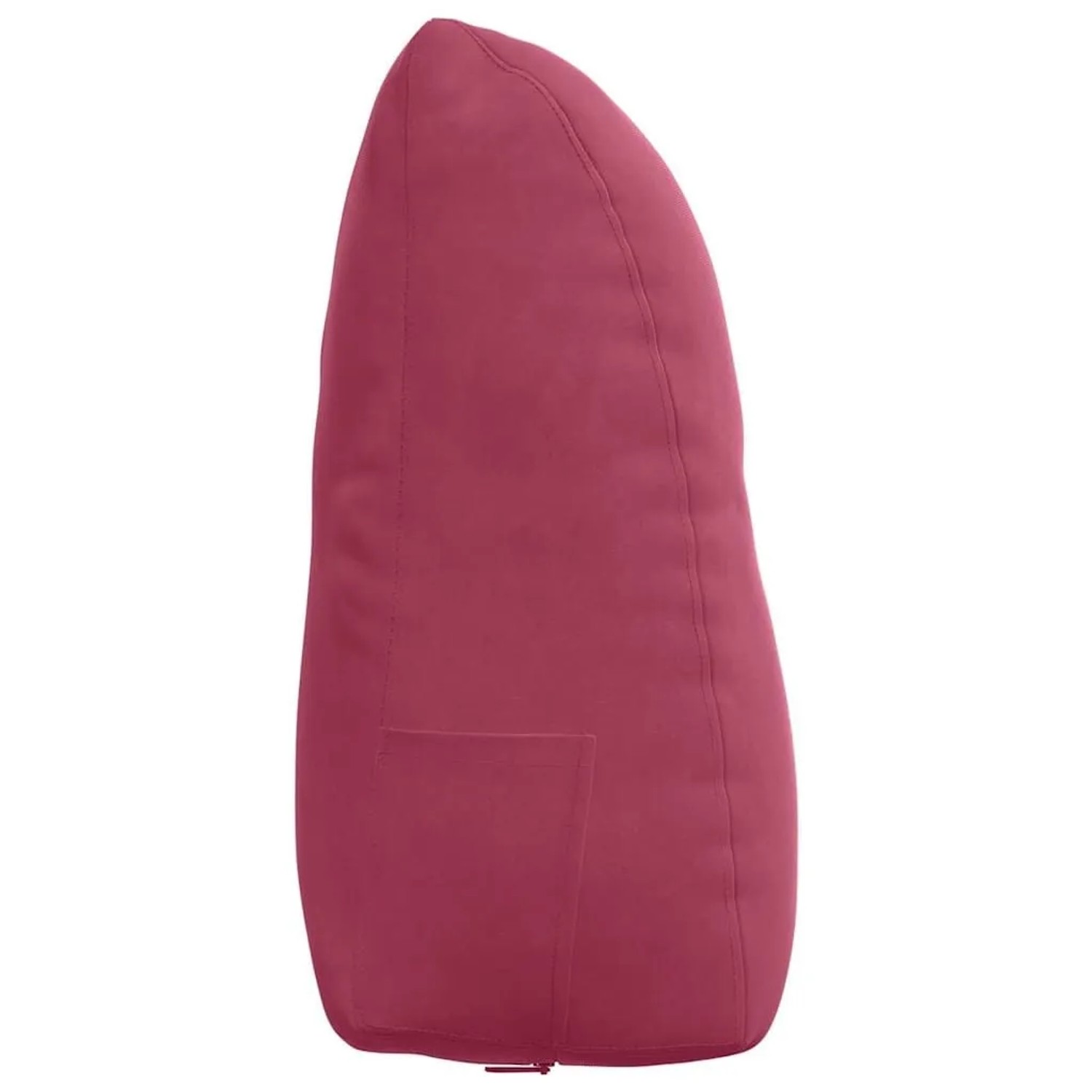 Weinrotes Samt-Rückenkissen (60x24x50 cm) mit ergonomischer Form, Seitentasche und abnehmbarem Bezug. Ideal für Komfort.