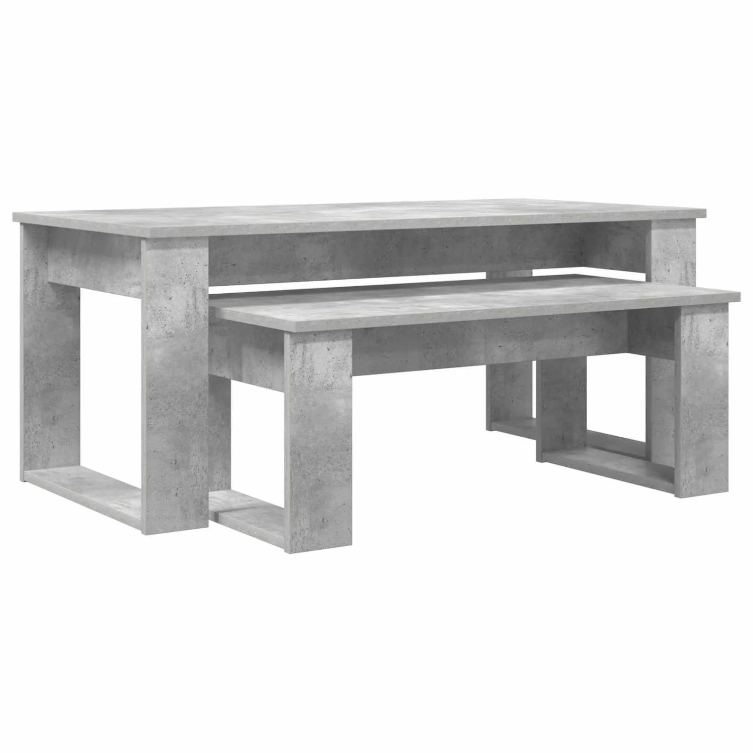vidaXL Kaffeetisch Set 2-Tlg Beton Grau Holzwerkstoff 8000135