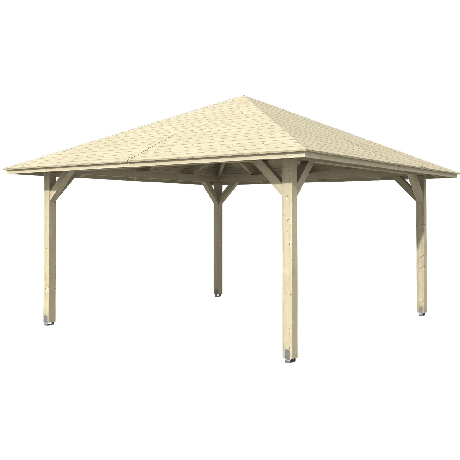 Unbehandelter Holz-Pavillon Cannes 3 von Skan Holz, 424x424 cm, für den Garten.