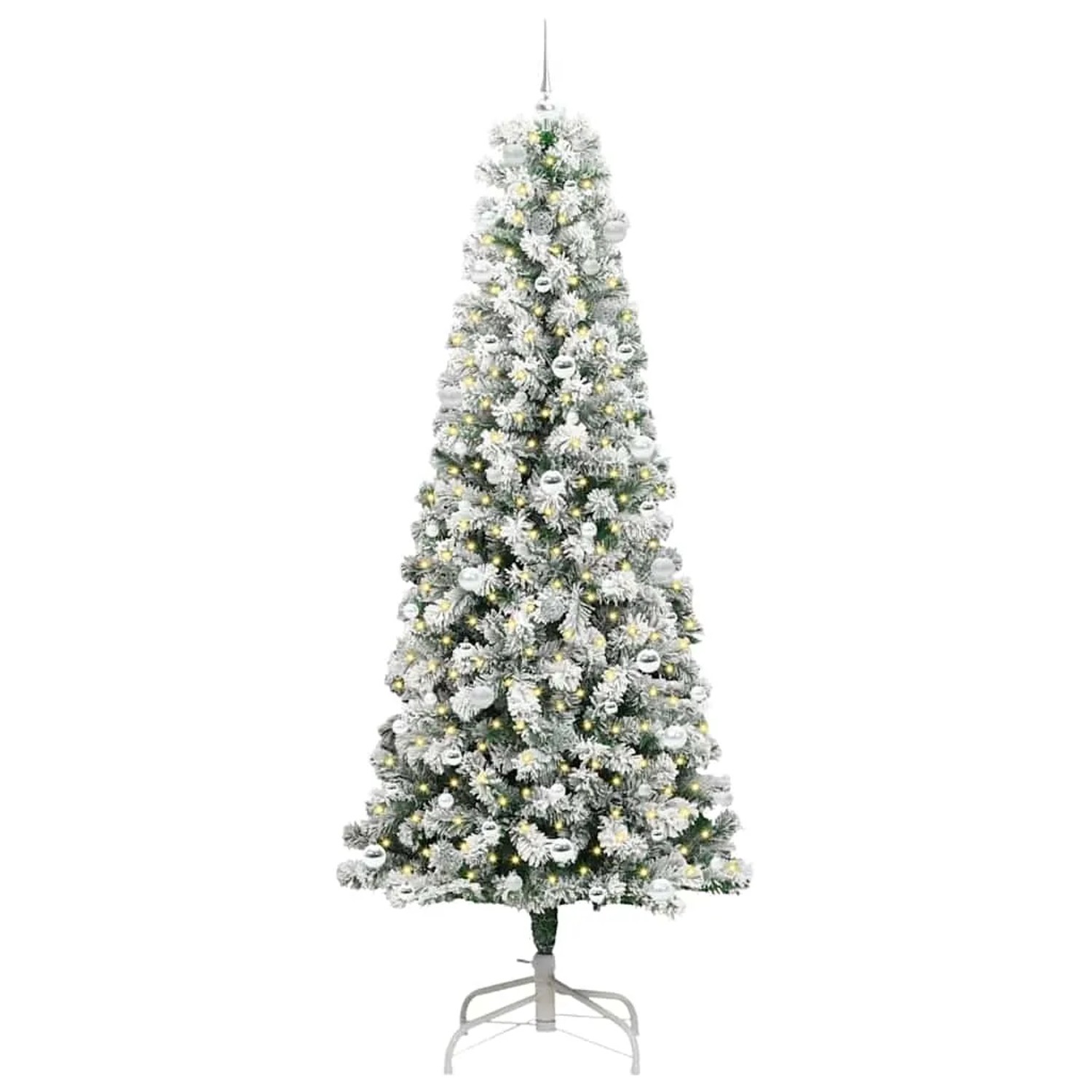 vidaXL Künstlicher Klappbarer Weihnachtsbaum Grün und Weiß 240 cm 3395618