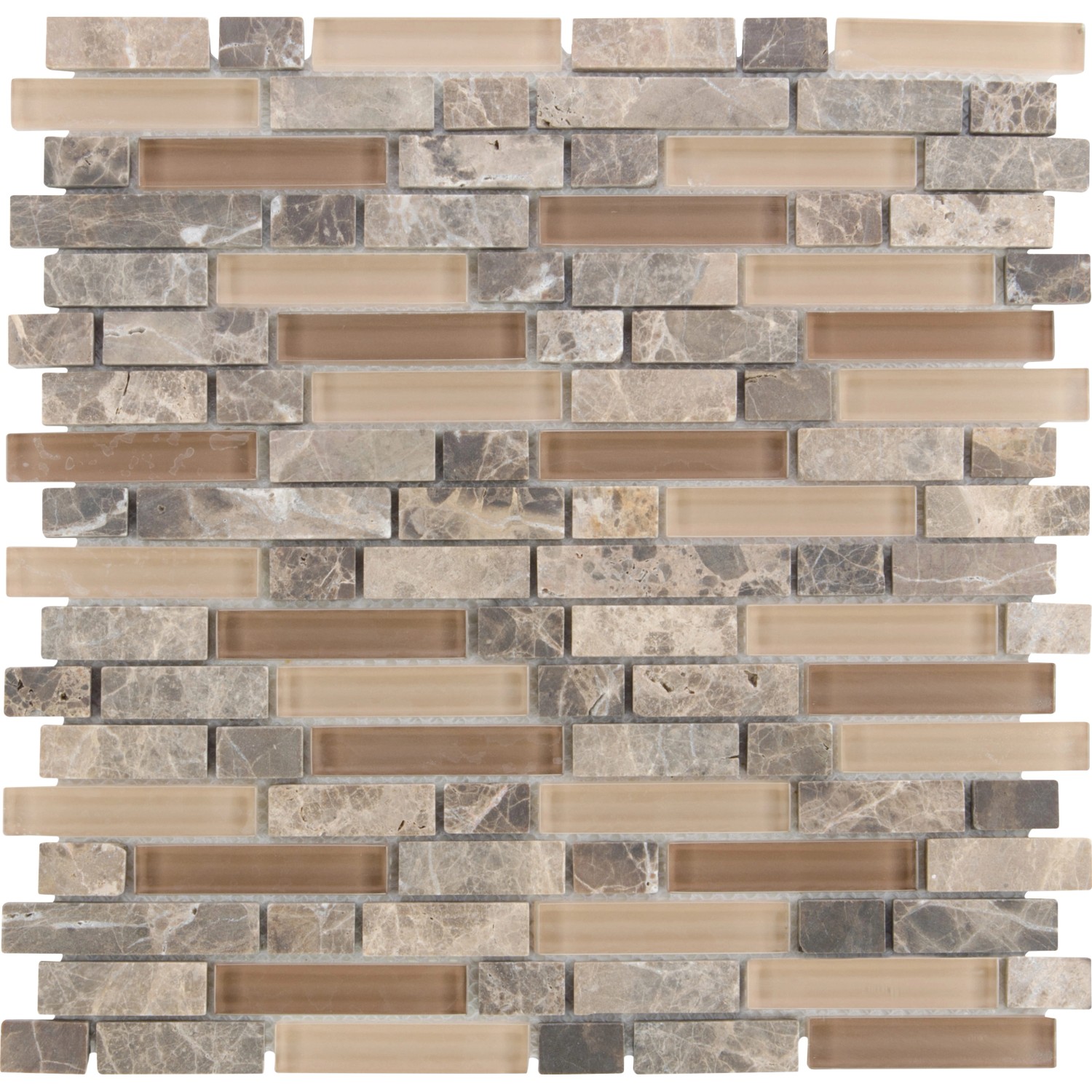 Mosaikmatte Glas & Stein Combi Castanho Line 29,8 cm x 30,4 cm