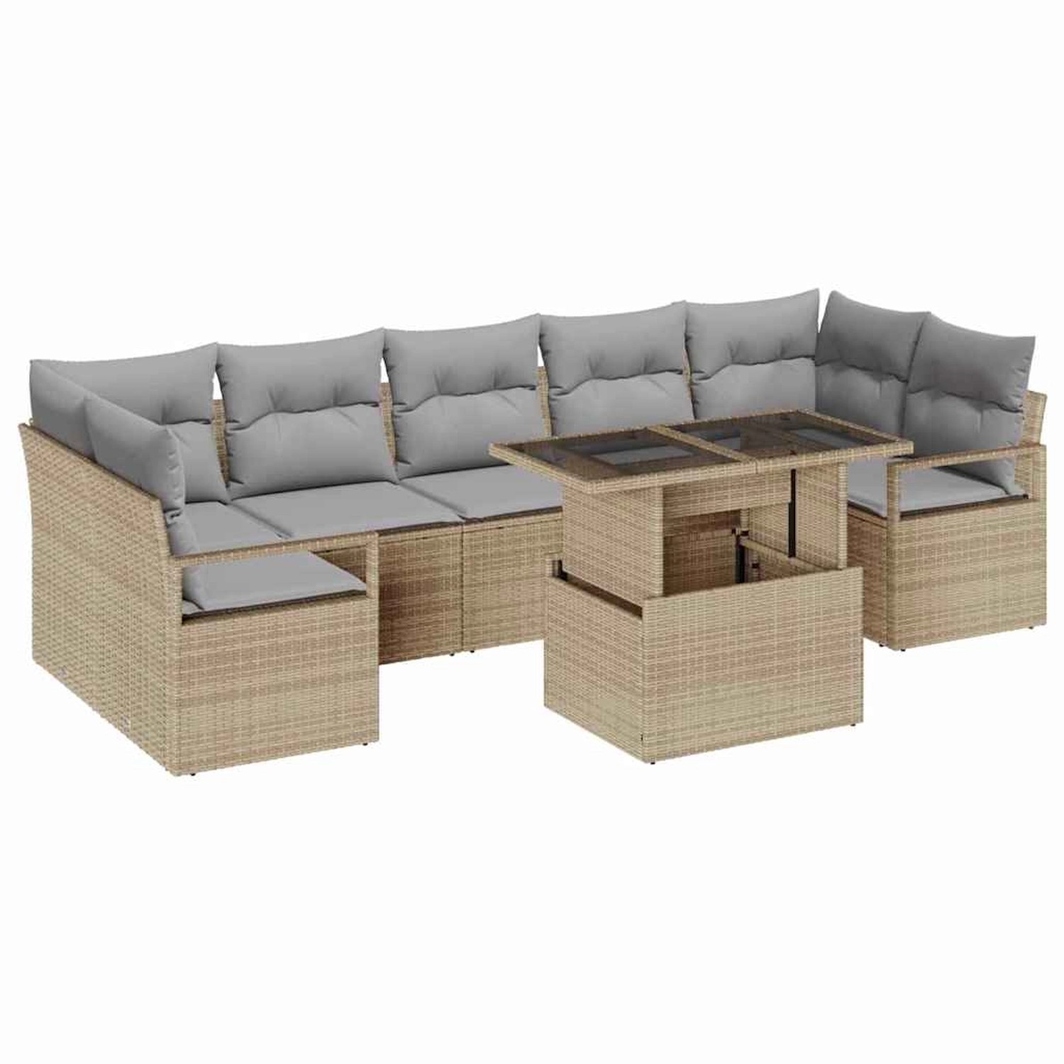 vidaXL Garten-Sofa-Set mit Speicher 8-Tlg Beige Poly Rattan 3357513 günstig online kaufen