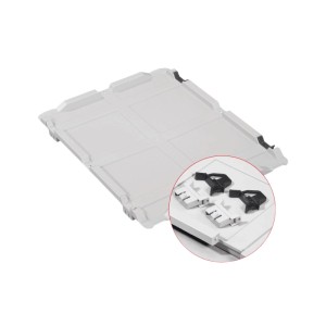Graue PROREGAL Eurobox mit Scharnierdeckel und schwarzen Griffen. Aufbewahrungsbox aus Kunststoff.