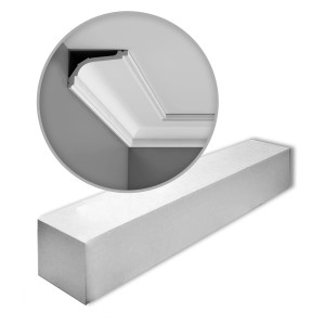 ORAC DECOR C220 LUXXUS Zierleisten Set, 15 weiße Stuckleisten (30m), Detailaufnahme der Eckleiste.