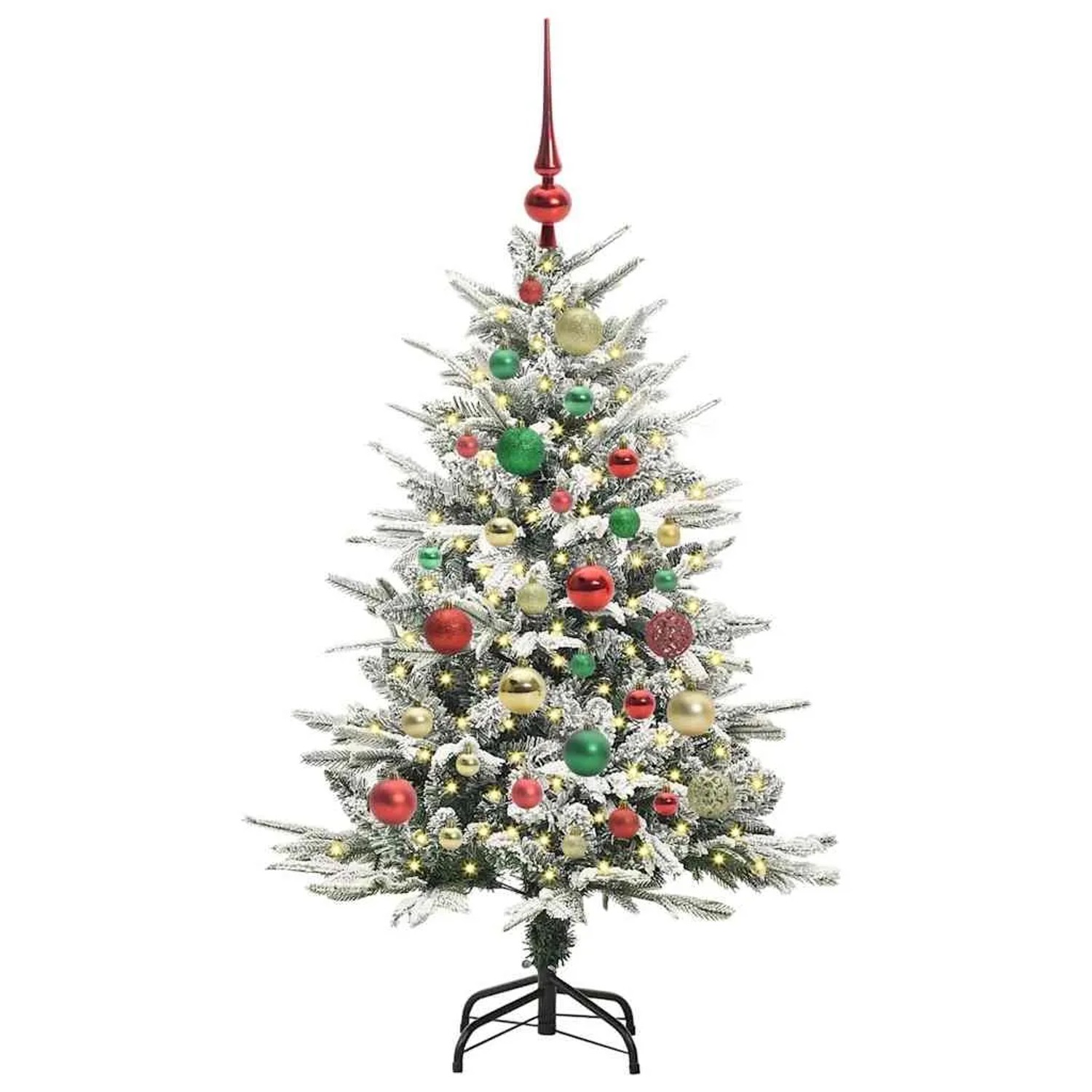 vidaXL Künstlicher Vorbeleuchteter Weihnachtsbaum mit Kugelset Grün 3395383