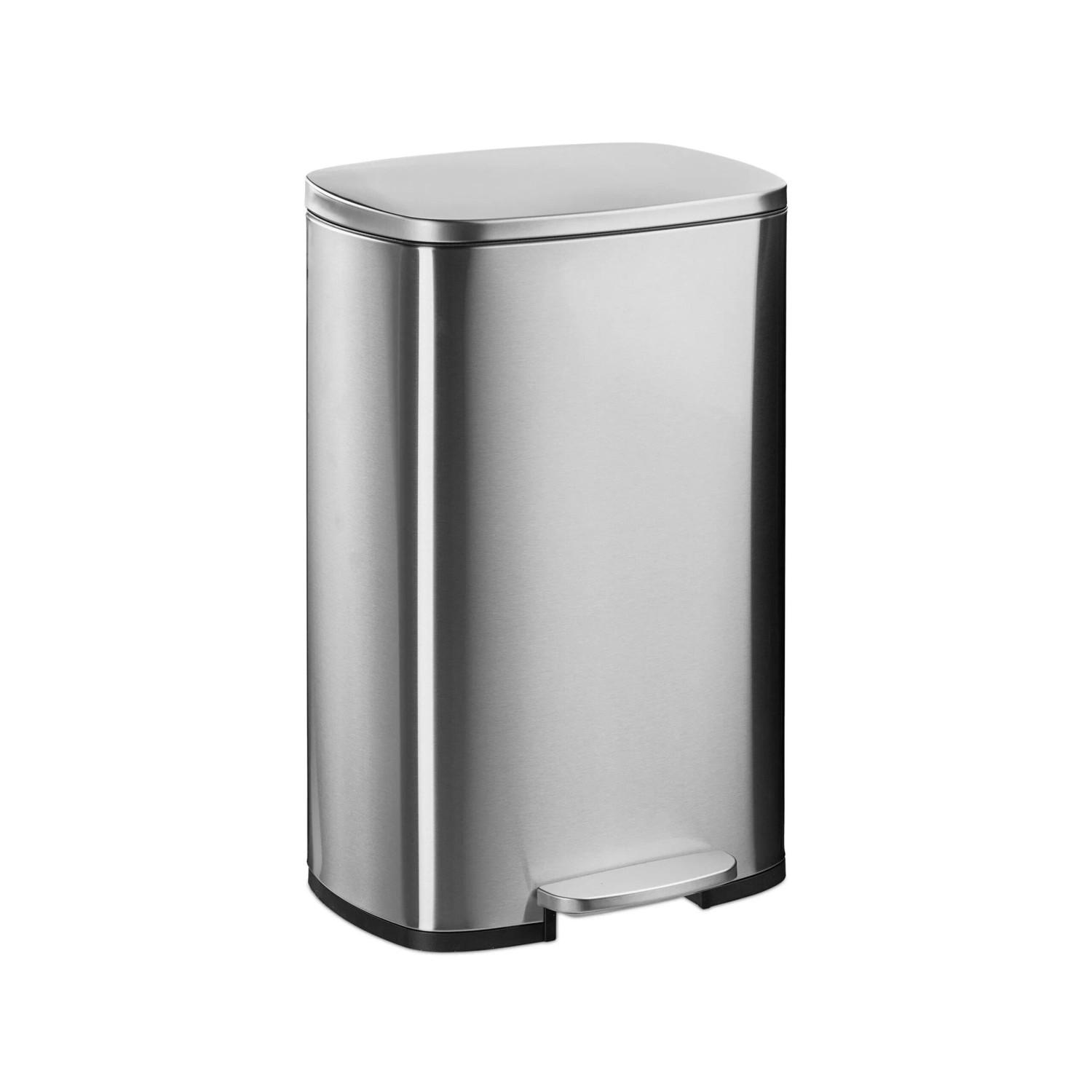 Relaxdays Tretmülleimer Edelstahl Silber mit Trittpedal Soft Close 50, 65 cm x 42,5 cm x 35 cm 5,8 kg