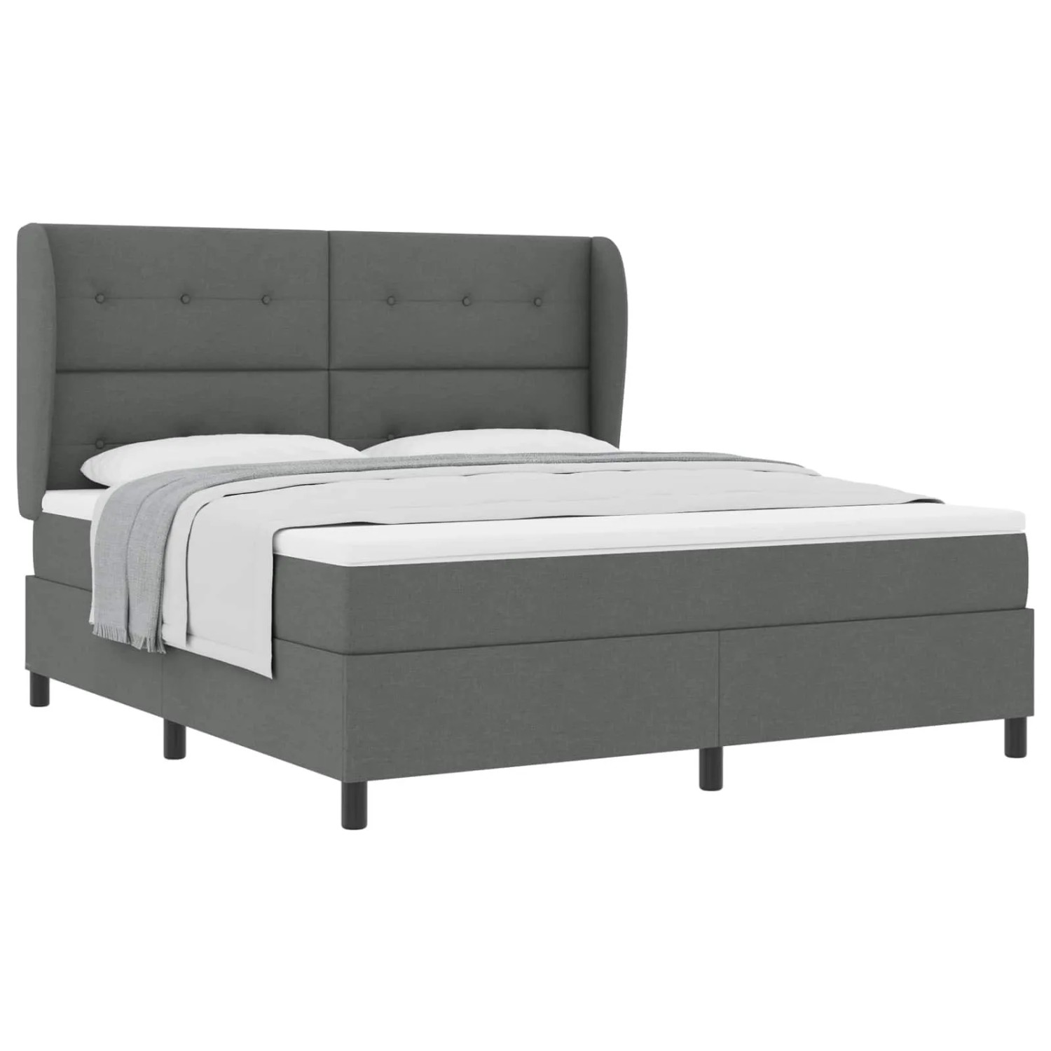 vidaXL Boxspringbett mit Matratze Dunkelgrau 180 x 200 cm Stoff 3340579