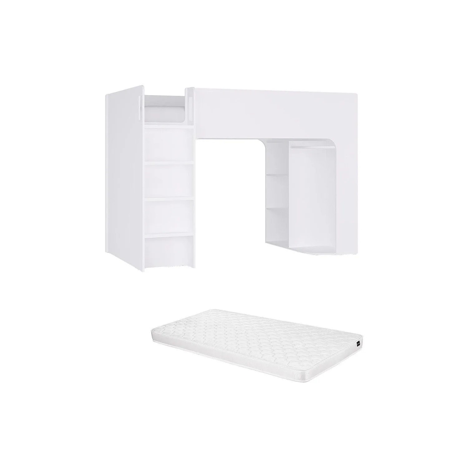 Vente-unique Hochbett Columi Weiß 200 cm